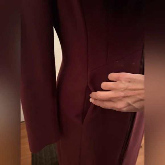 WHBM Elegant Burgundy Coat with Faux Fur REMOVEABLE Collar - Picture 13 of 17